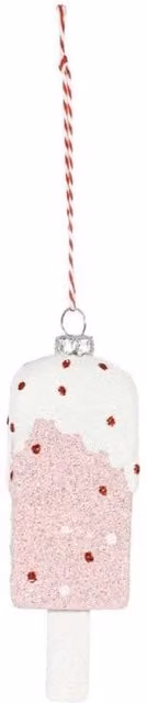 KDMD Pink Ice Lolly Glass Hanging Decoration, 2 Pack, Height: 13.5 cm