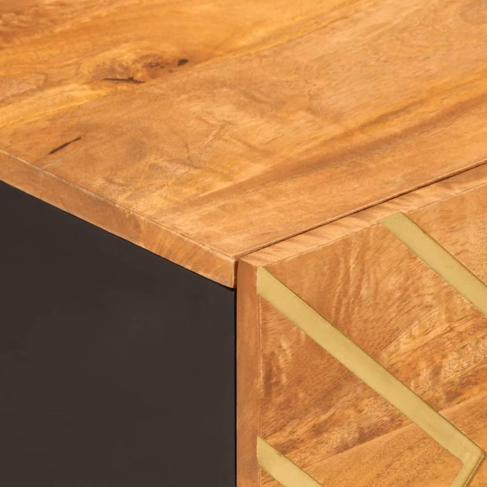 Berkfield Home Beautiful Mango Wood Coffee Table in Brown and Black, W/D/H: 80 x 50 x 40 cm – 5
