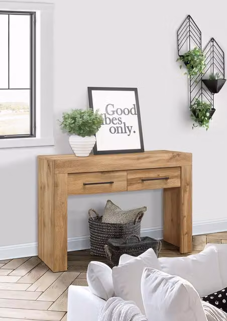 Birlea Compton Oak 2 Drawer Console Table in Brown – 1