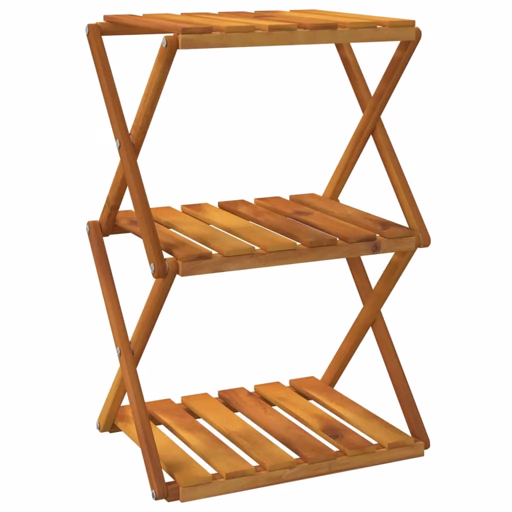 Berkfield Home 3-Tier Folding Acacia Wood Shoe Rack in Brown, W/D/H: 43 x 31 x 63 cm – 2