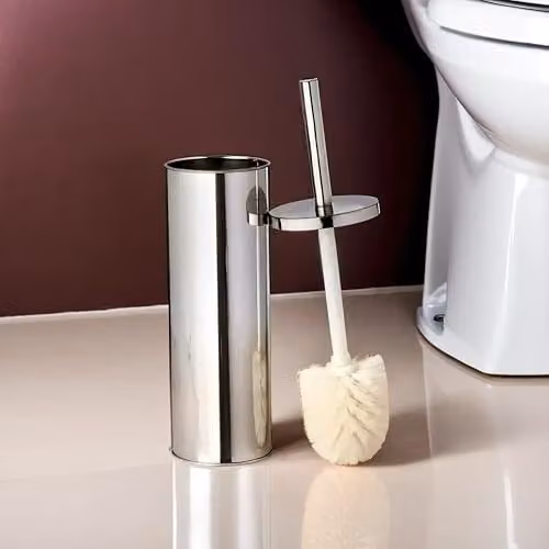 Orsina Indy Stainless Steel Toilet Brush and Holder in Silver with White Bristles – 3