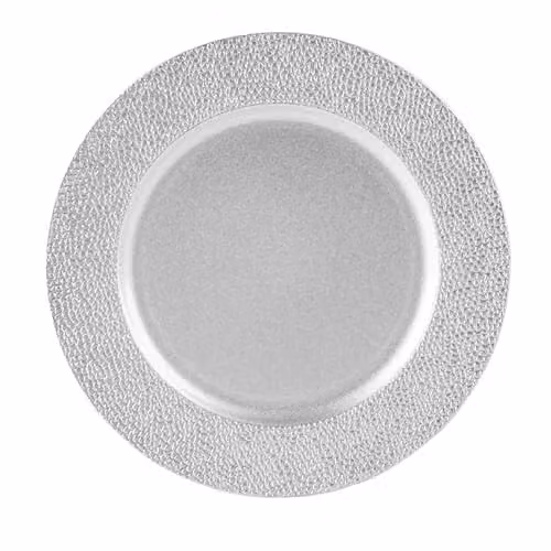 Argon Tableware Hammered Silver Melamine Charger Plate, Diameter: 33 cm – 1