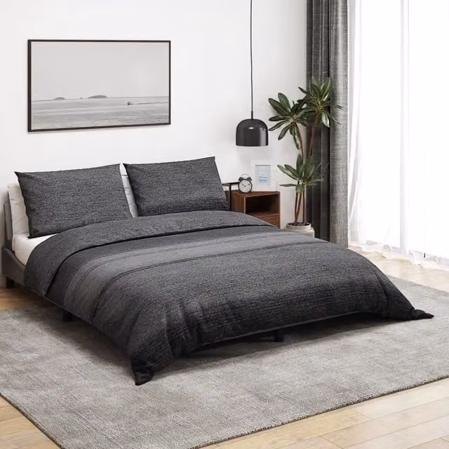 Berkfield Home Cotton Duvet Cover and Pillowcase Set in Grey, 200 x 200 cm – 1