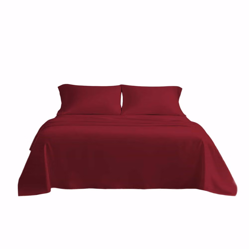 Snug City Red Microfibre Soft Touch Plain Dyed Flat Sheet Bed Linen, 200 x 200 cm – 2