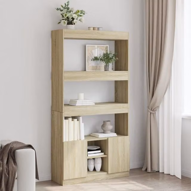 Berkfield Home Sonoma Oak Highboard in Brown, W/D/H: 92 x 33 x 180 cm – 1