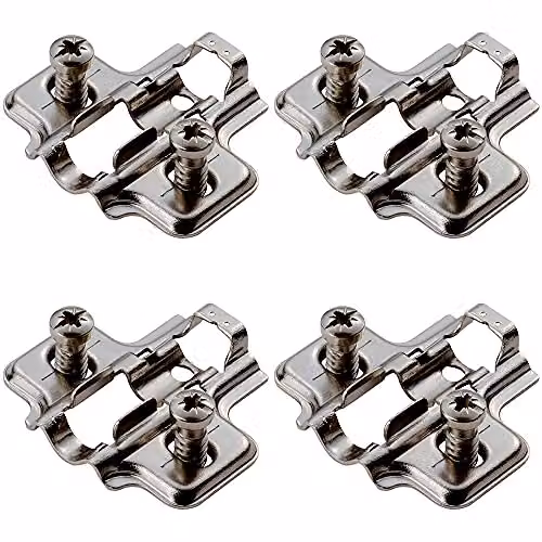 Loops 4 Pack of Bright Zinc Plated Mounting Plates for Soft Close Hinges with Euro Screws