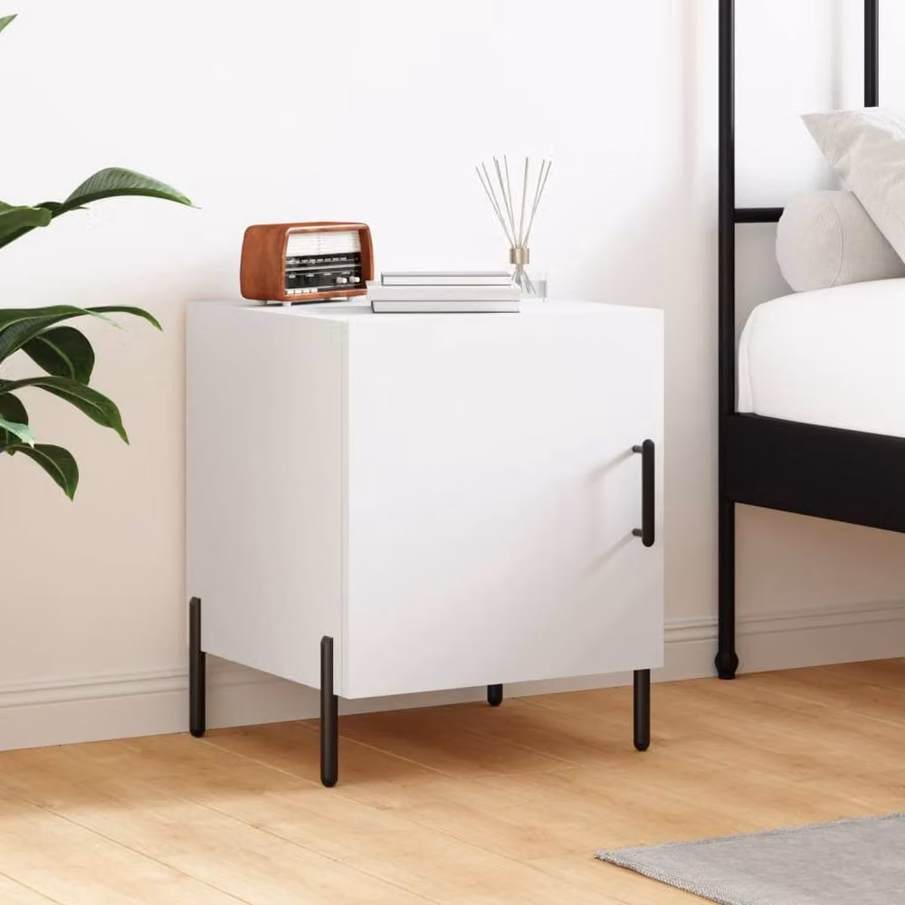 Berkfield Home Modern Bedside Cabinet in White, W/D/H: 40 x 40 x 50 cm – 2