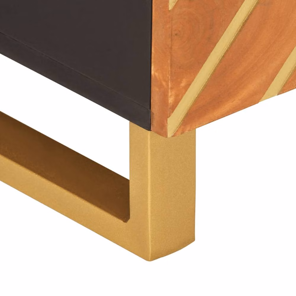 Berkfield Home Beautiful Mango Wood Coffee Table in Brown and Black, W/D/H: 80 x 50 x 40 cm – 6