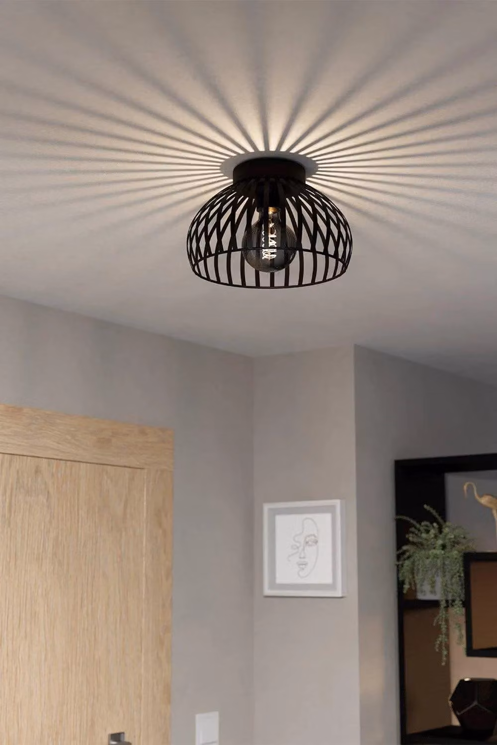 Eglo Mogano Black Wireframe Flush Ceiling Light, Diameter: 28 cm – 2