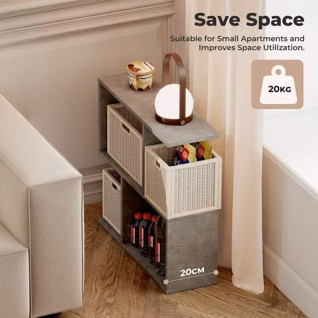 KORVIXA Modern Grey Sofa Side Table and Bedside Table, W/D/H: 60 x 60 x 60 cm – 1