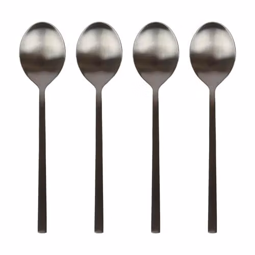 Argon Tableware Stainless Steel Dessert Spoons, Pack of 4, Matte Black – 1