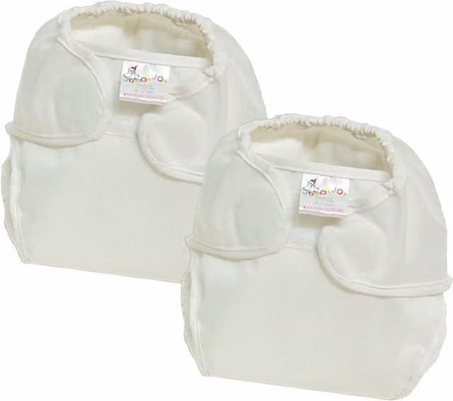 Junior Joy Finn Nappy Wraps, 2 Pack, White, Medium, Washable
