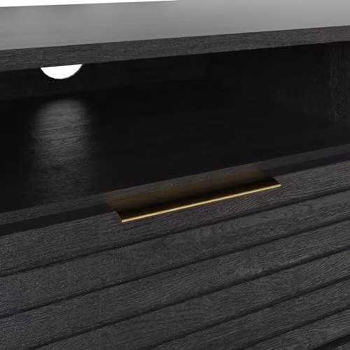GFW Nervata Art Deco TV Unit in Black and Gold with 2 Doors and 1 Drawer, W/D/H: 119.5 x 39.0 x 49.0 cm – 3