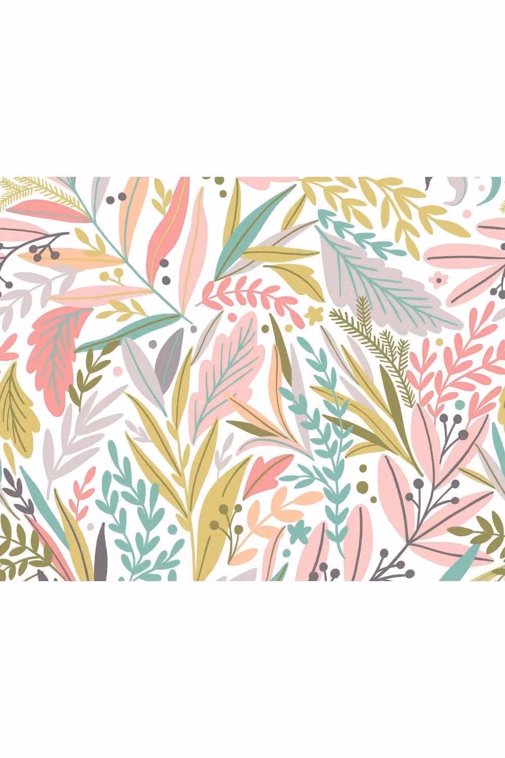 Origin Murals Patterned Leaves Floral Wall Mural in Olive Green, W: 350 cm, H: 280 cm – 2