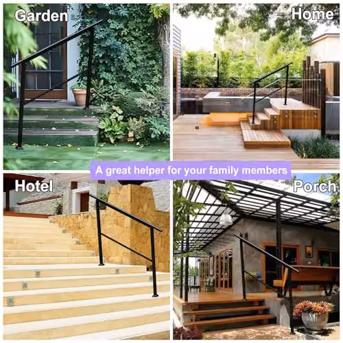 Gr8 Garden Adjustable Black Steel Outdoor Mobility Handrail for 1-4 Steps – 4