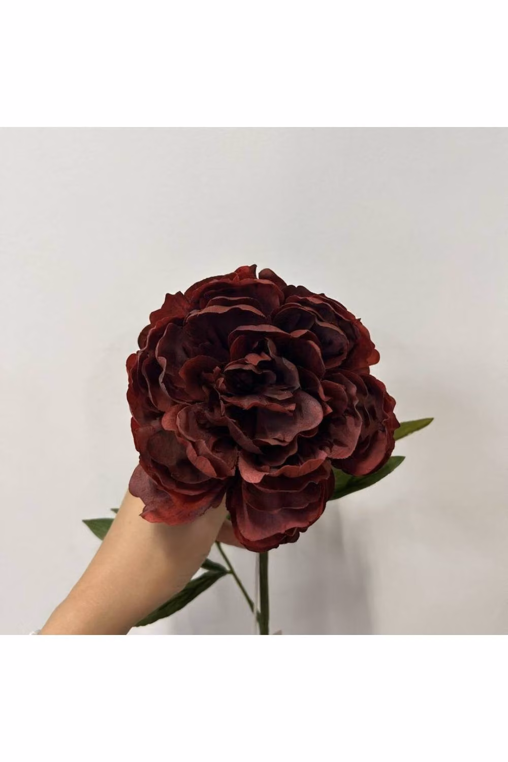 KDMD Glamis Single Peony Artificial Flowers in Dark Red, 2 Pack, Height: 62 cm – 3