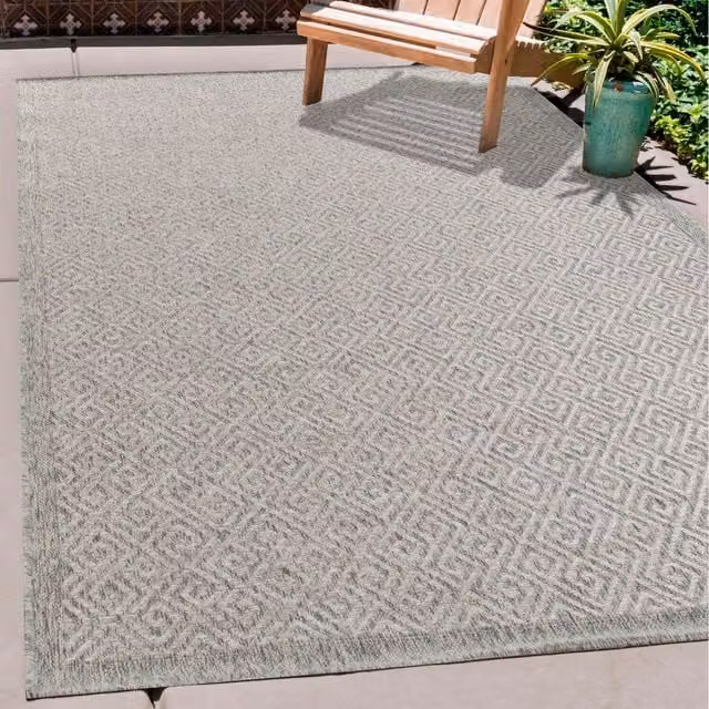 Desire Rugs Modern Harper Geometric Waterproof Indoor-Outdoor Rug, Silver, W: 120 cm, L: 170 cm