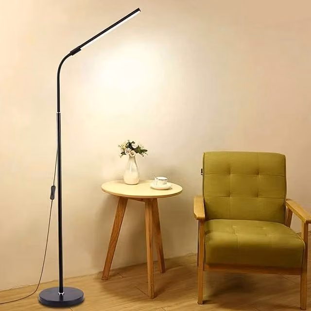 VOGREX Black LED Floor Lamp with Warm White Light and 360 Degree Adjustable Omnidirectional Design, H 140 cm x W 18 cm x D 18 cm