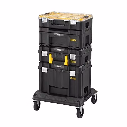 Stanley FatMax PRO-STACK Mobile Storage Tower and Organiser in Black and Transparent – 1