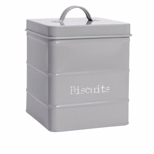 Harbour Housewares Metal Biscuit Tin in Grey with Airtight Lid – 1