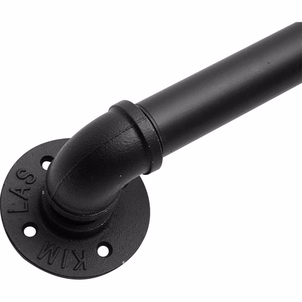 KORVIXA Black Round Handrail Stair Rail with 3 Brackets, Diameter: 32 mm, Length: 2000 mm, Width: 520 mm – 3