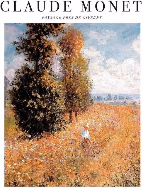 Claude Monet Paysage Pres De Giverny Landscape Paper Poster Print in Blue and Multicolour – 1