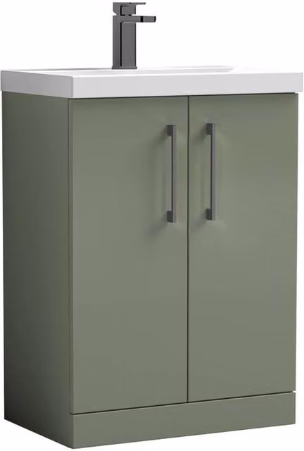 Balterley Contemporary Floor Standing 2-Door Vanity Basin in Satin Green, W: 60 cm