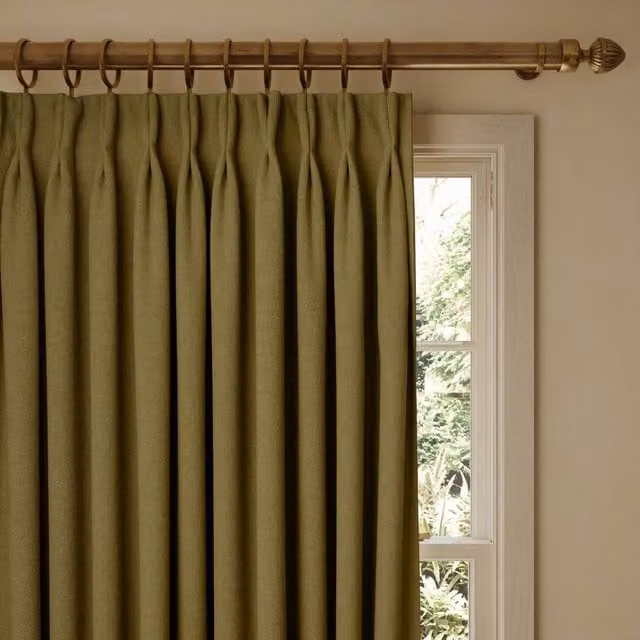 House of Hackney Heavenly Hemp Opaque Fabric Curtain Panel in Green