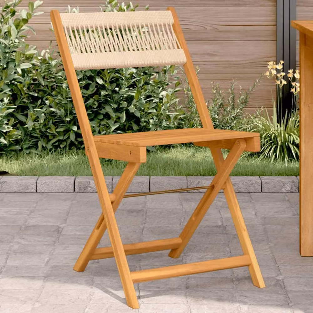 Berkfield Home Bistro Chairs Set of 2 in Beige Solid Acacia Wood and Rope – 2