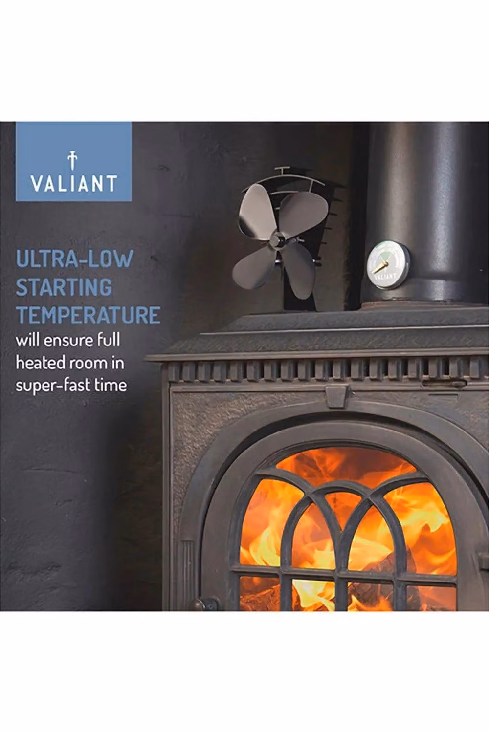 Valiant Premium IV 4-Blade Heat Powered Stove Fan for Log Burners, Black – 3