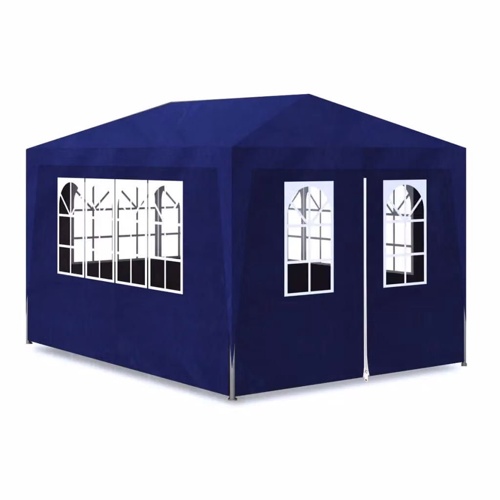 Berkfield Home Blue Party Tent with Windows, W/D/H: 4 x 3 x 2.5 m – 2