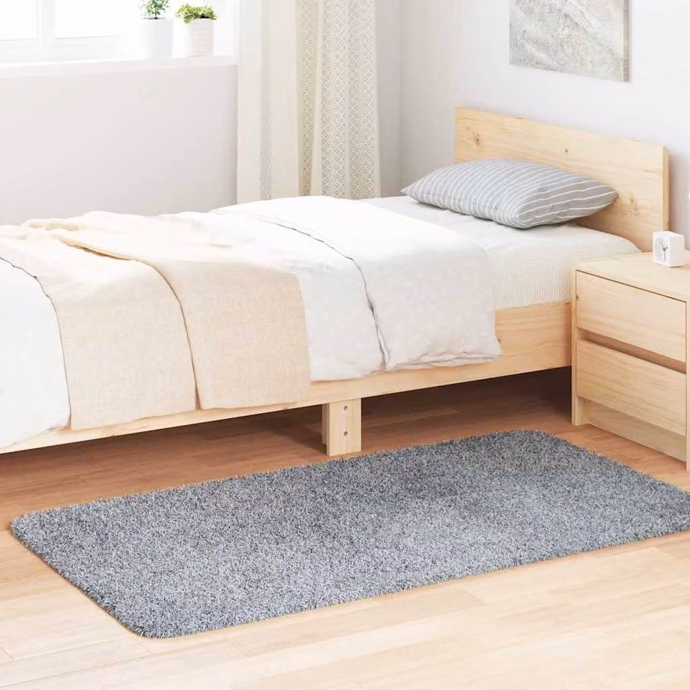 Berkfield Home NAVARRA Shaggy High Pile Rug, Light Grey, W: 80 cm x L: 150 cm – 2