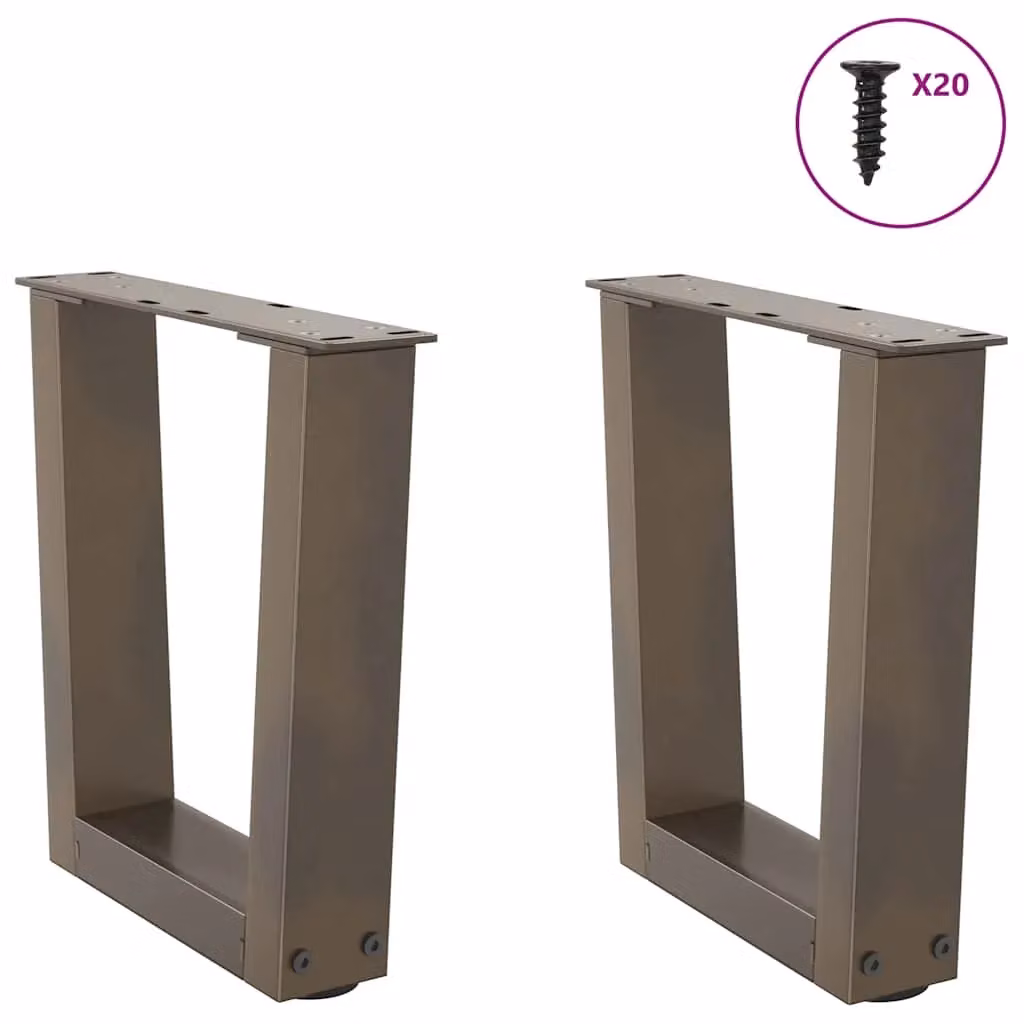 Berkfield Home V-Shape Dining Table Legs, 2 Pieces, Brown Steel, W: 40 cm, H: 30-31.3 cm – 2