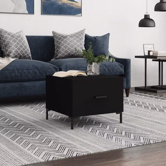 Berkfield Home Modern Black Square Coffee Table, W/D/H: 50 x 50 x 40 cm – 1