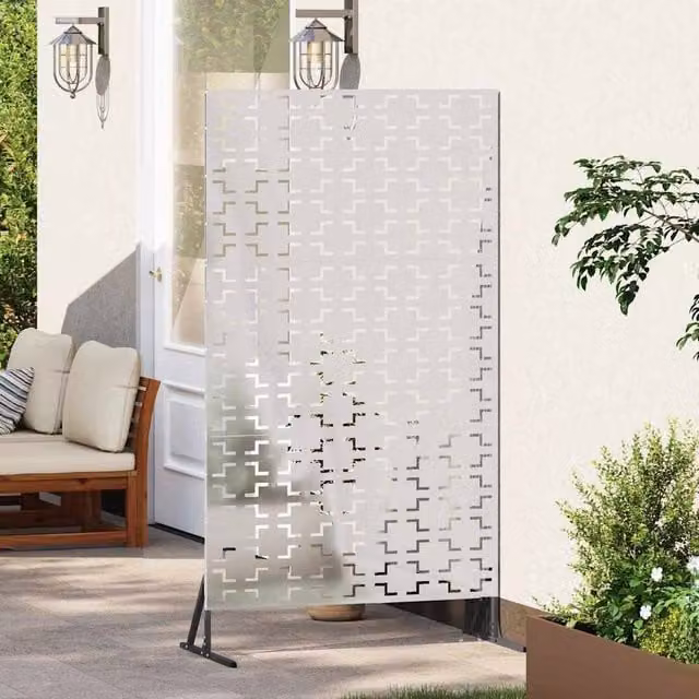 Berkfield Home Stainless Steel Privacy Screen in Silver, W/D/H: 100 x 50 x 180 cm – 1