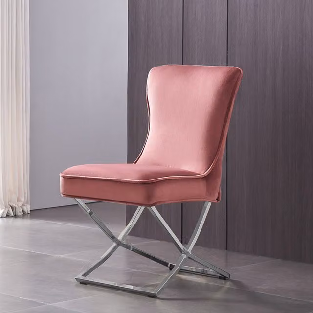 Life Interiors Trafalgar LUX Velvet Dining Chair in Pink with Cantilever Metal Base