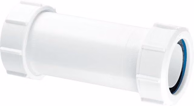 McAlpine 2" Adjustable Straight Plastic Pipe Connector in White