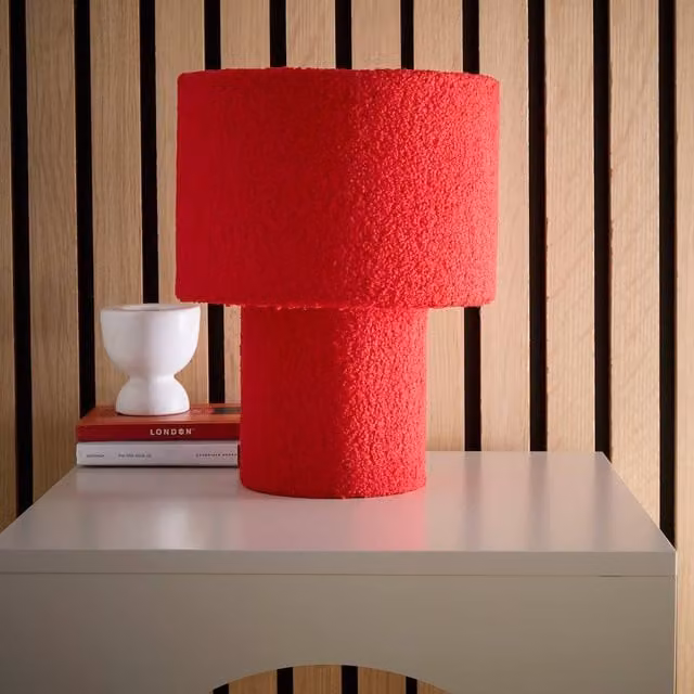 K LIVING Osaka Red Teddy Velvet Table Lamp