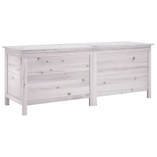 vidaXL Garden Storage Box in White Solid Wood, W/D/H: 150 x 50 x 56.5 cm