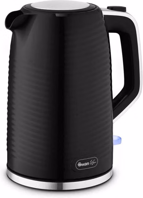 Swan Wave Cordless Plastic Kettle, 1.7 l, Black, with Auto Shut-Off and Limescale Filter – 6