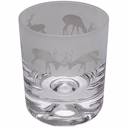 Milford Collection Animo Glass Stag Whisky Tumbler in Clear
