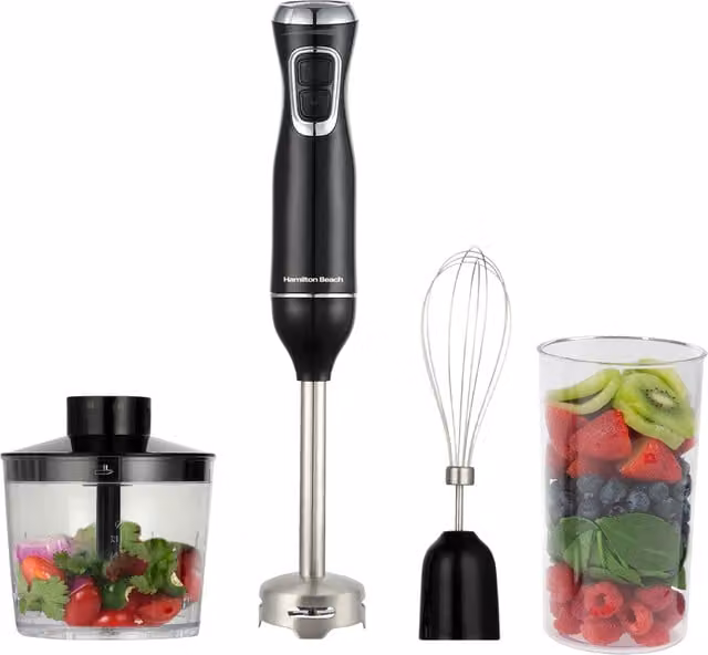 Hamilton Beach 4-in-1 Hand Blender Set, Black, 600 W