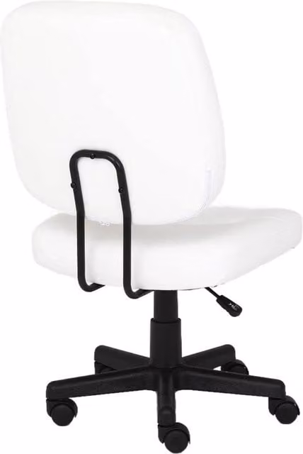 Nordara White Armless Office Chair in White PU Leather Swivel Task Chair