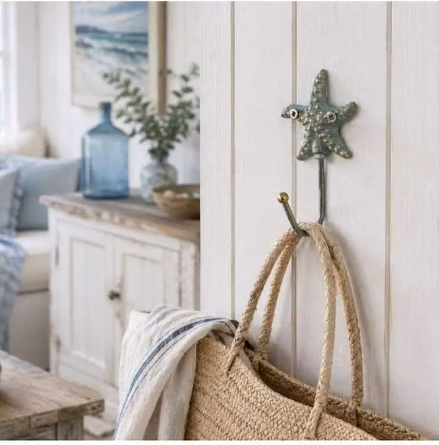 Gifts Direct 2 U Starfish Metal Wall-Mounted Coat Hook in Turquoise
