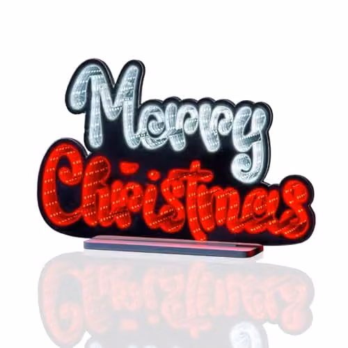 The Christmas Workshop Merry Christmas Double-Sided Multi-Coloured Infinity Light, Width: 40 cm
