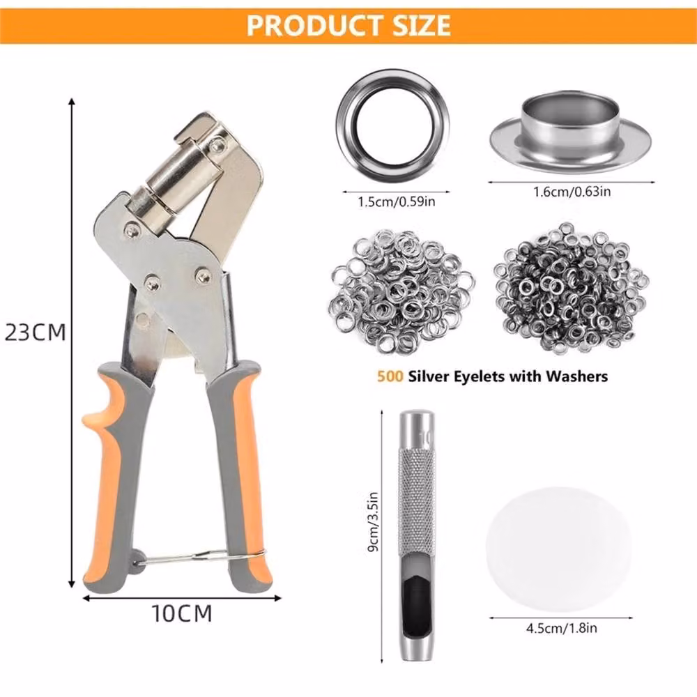 Nordara Eyelet Plier Grommet Punch Tool Kit in Orange – 2
