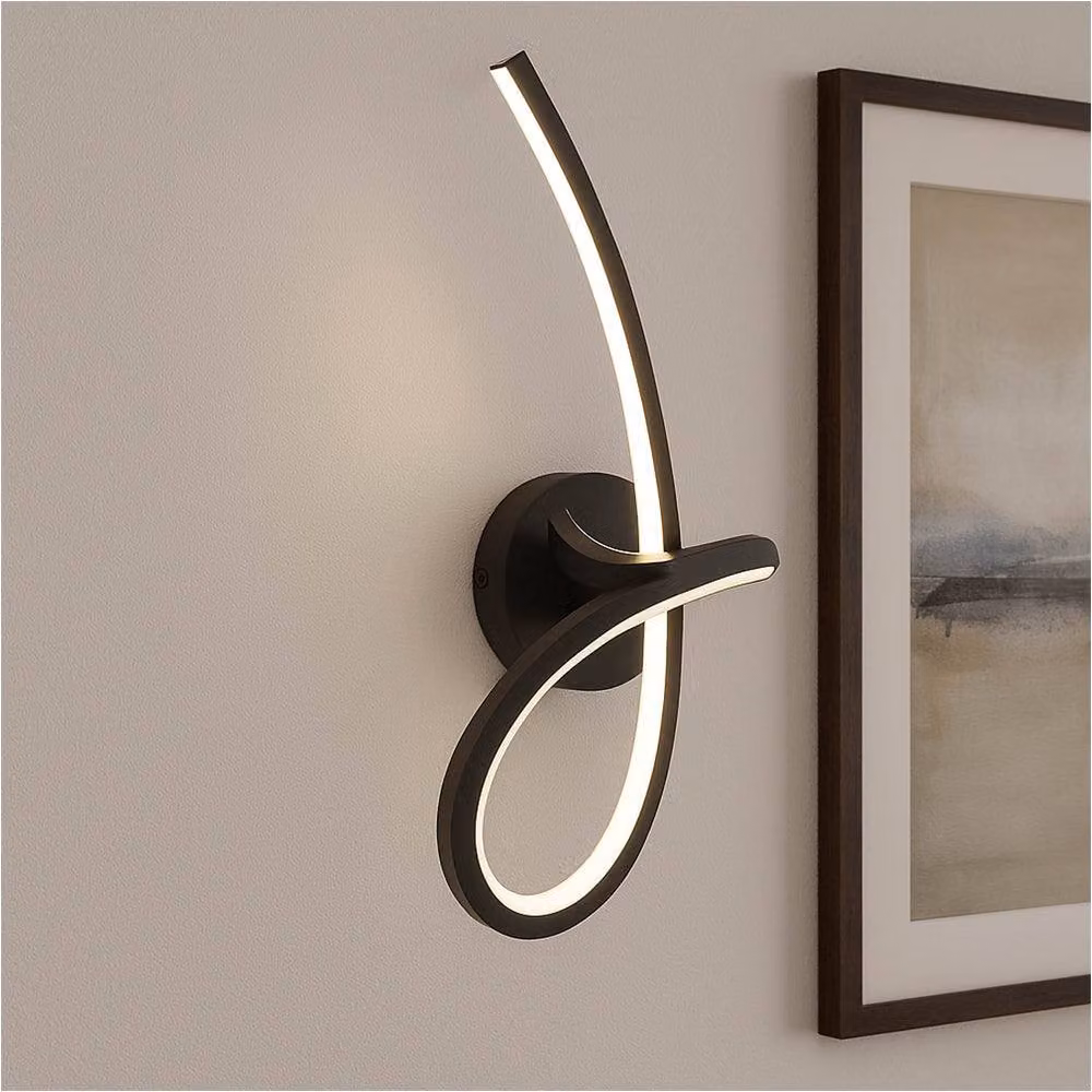 Loops Modern Black LED Up and Down Wall Light with Warm White Bulb Included – 2