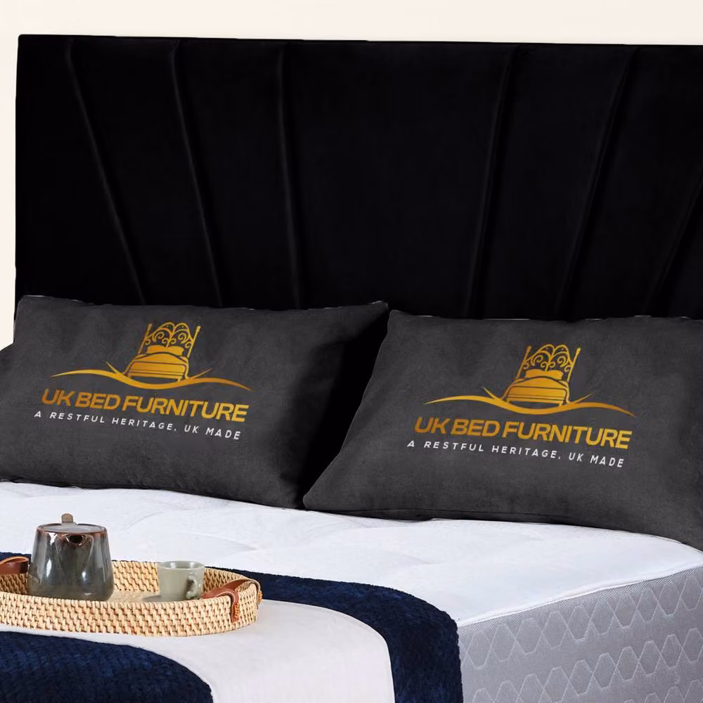 UK Bed Furniture Sunrise Upholstered Velvet Slatted Base Bed in Black, Size: Single (W/D/H: 90 x 190 cm) – 2