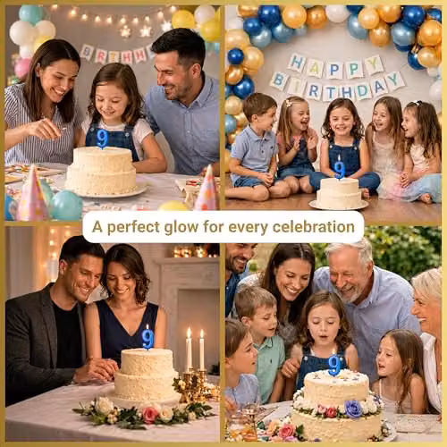 Shatchi Blue Number 9 Birthday Cake Topper Candle – 3