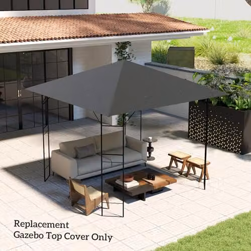 Outsunny Grey Polyester Gazebo Canopy Replacement Cover with UPF 50+ Protection – 6